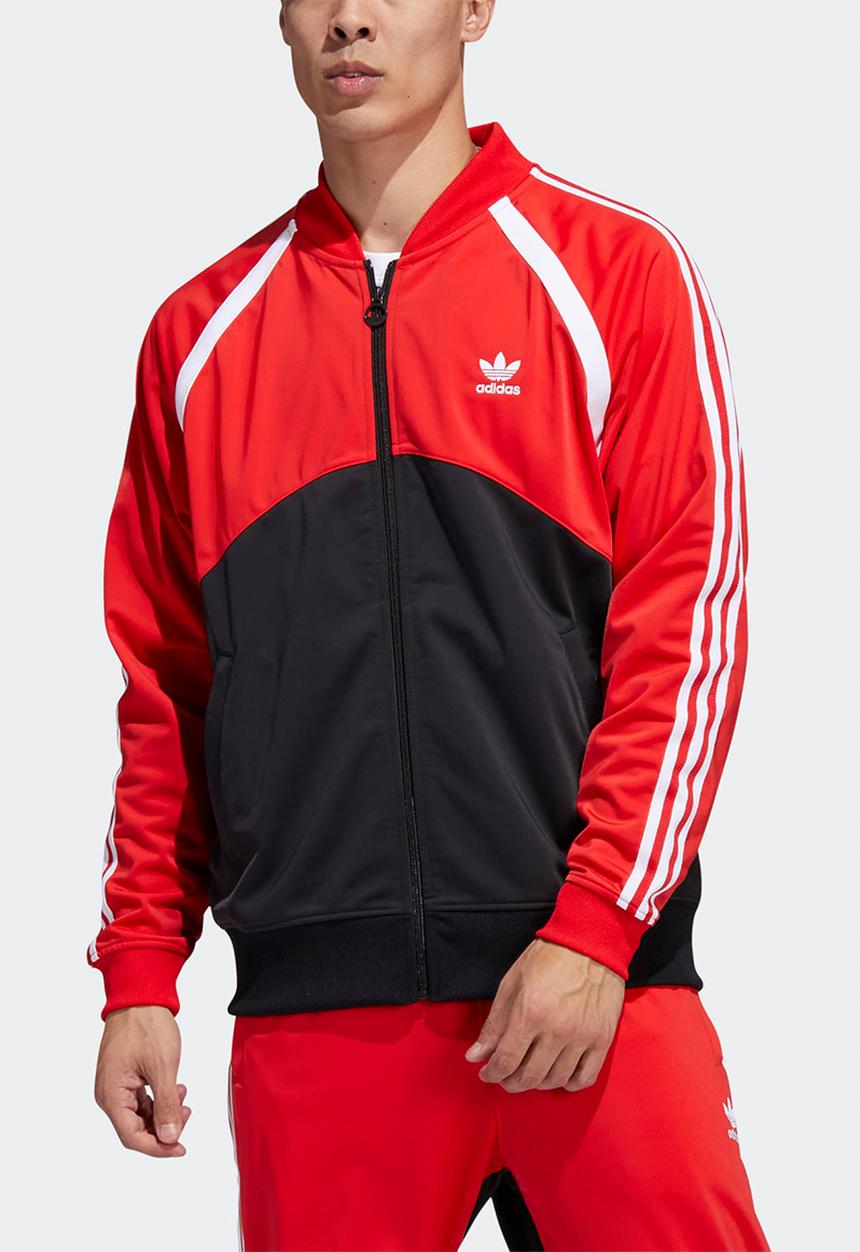 adidas Originals - SST Blocked Track Jacket- Black & vivid Red