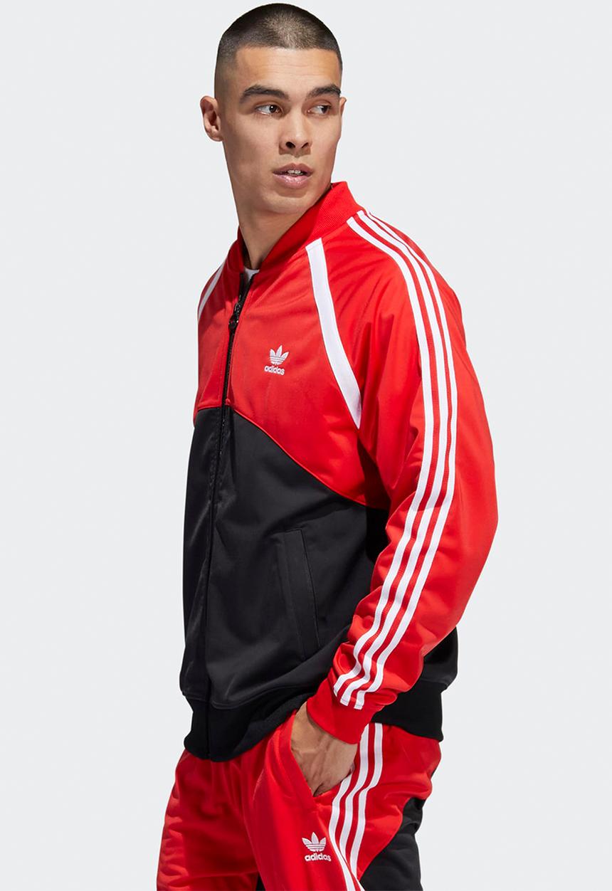 adidas Originals - SST Blocked Track Jacket- Black & vivid Red