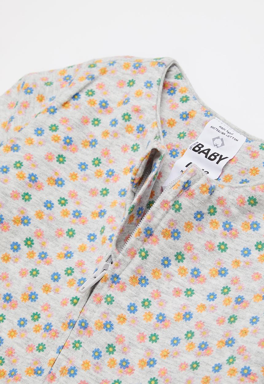 Cotton On - 2 pack long sleeve zip romper - cloud marle norfolk daisy fields/ bruny daisy