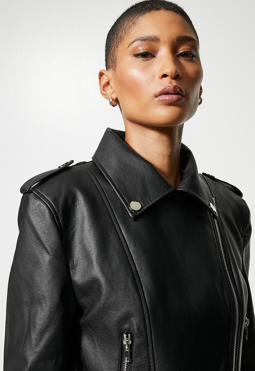 Superbalist - Leather look biker jacket - black1