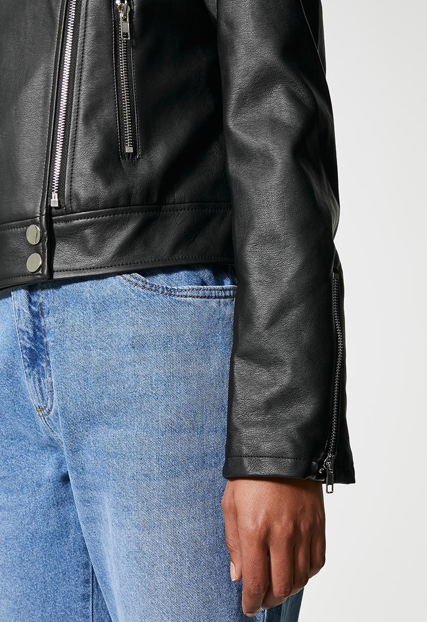 Superbalist - Leather look biker jacket - black1