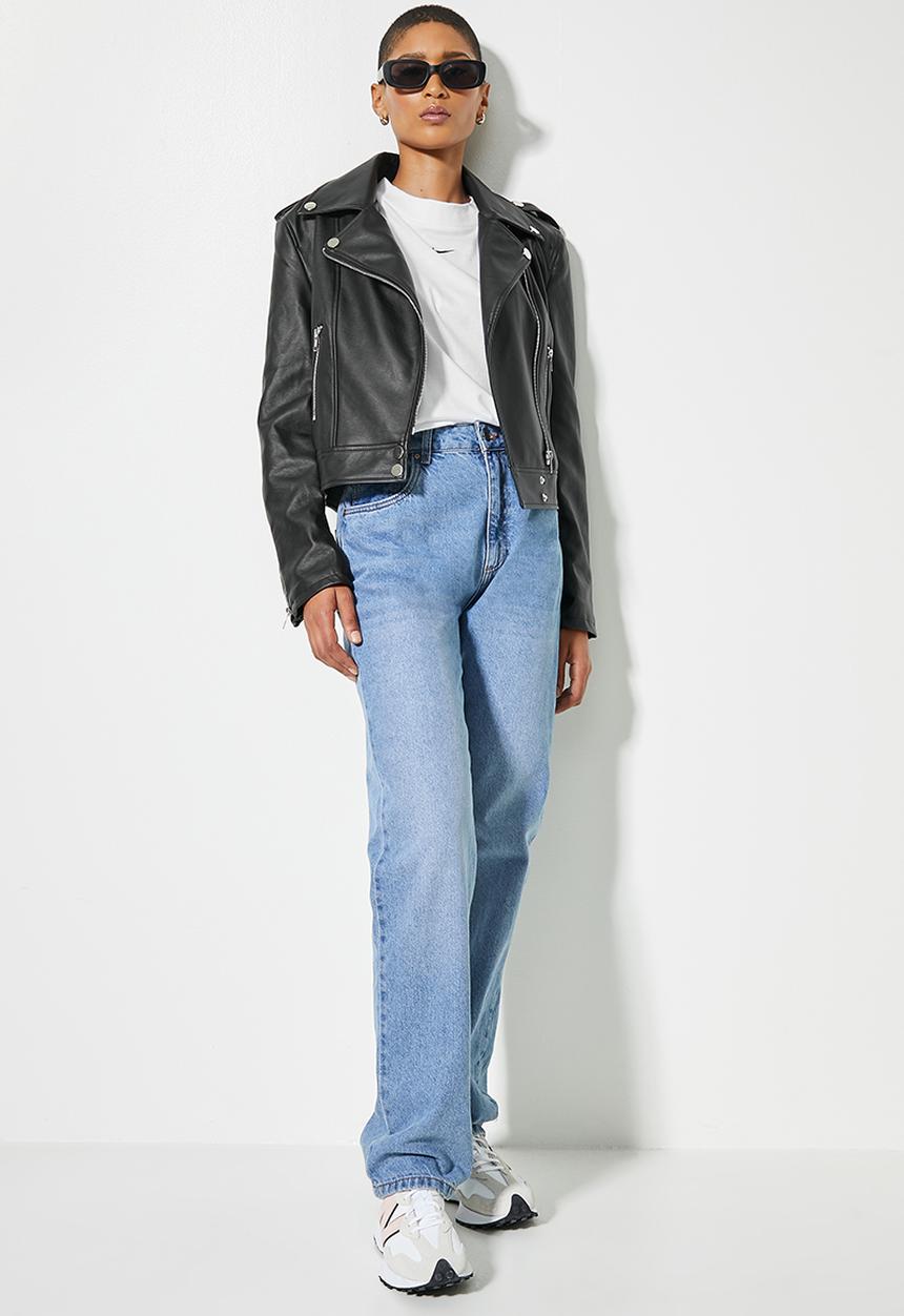 Superbalist - Leather look biker jacket - black1