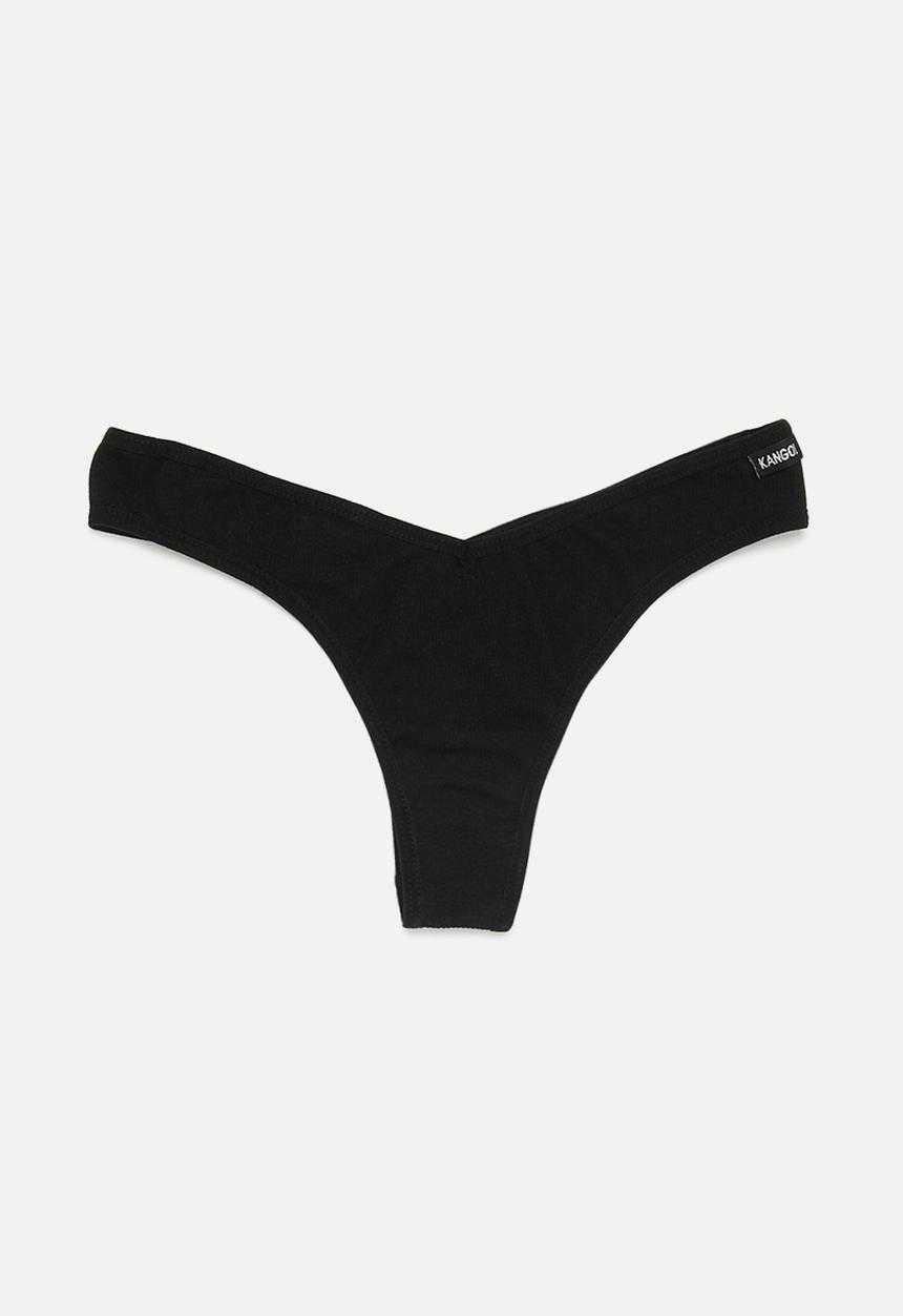 KANGOL - 3pk dipped ribbed thong - black, white & neon pink