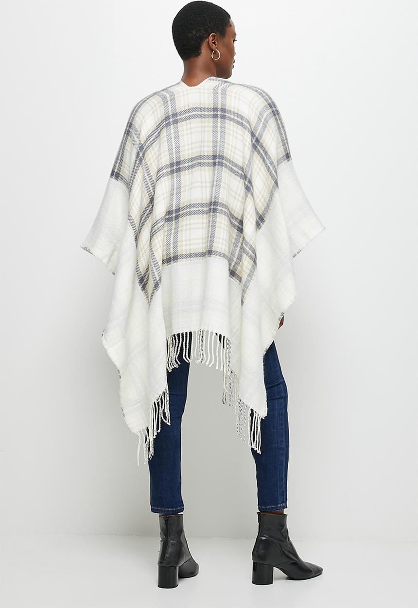 edit - Poncho - cream & check print