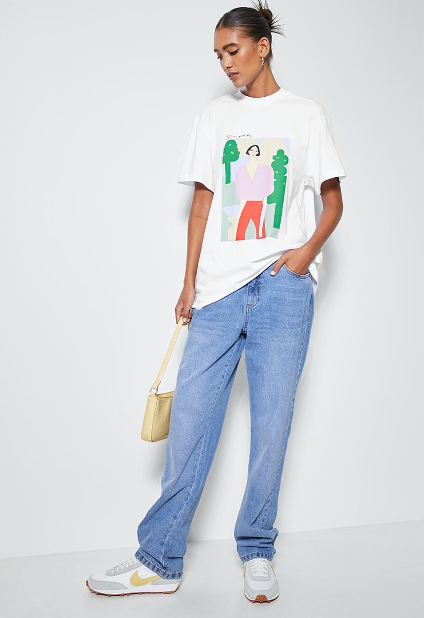 Superbalist - Longline graphic tee - white