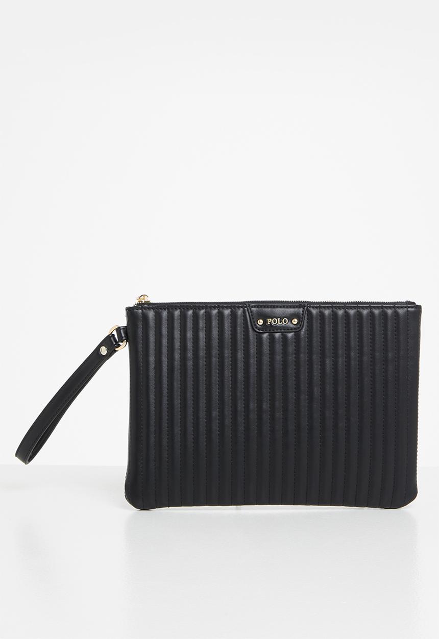 POLO - Quilt wrist clutch bag - black