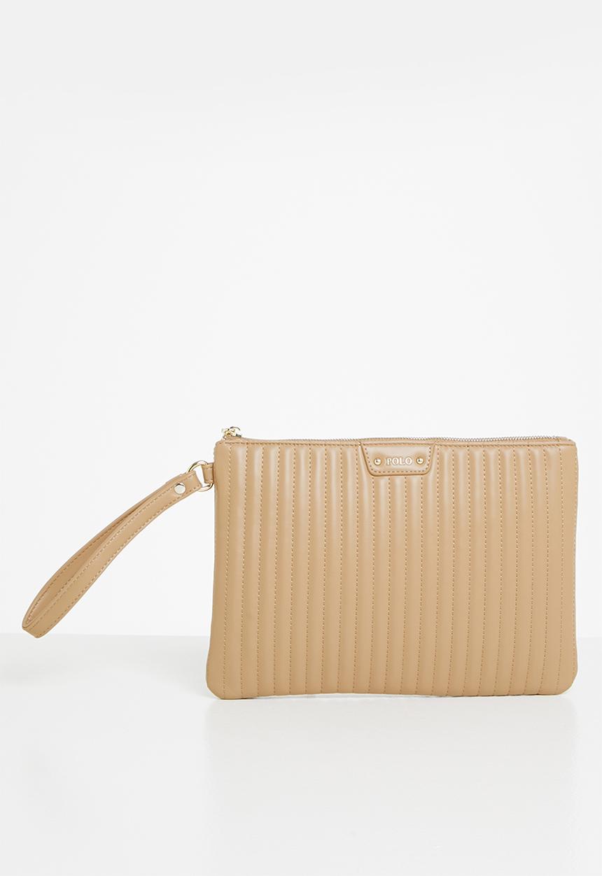 POLO - Quilt wrist clutch bag - latte