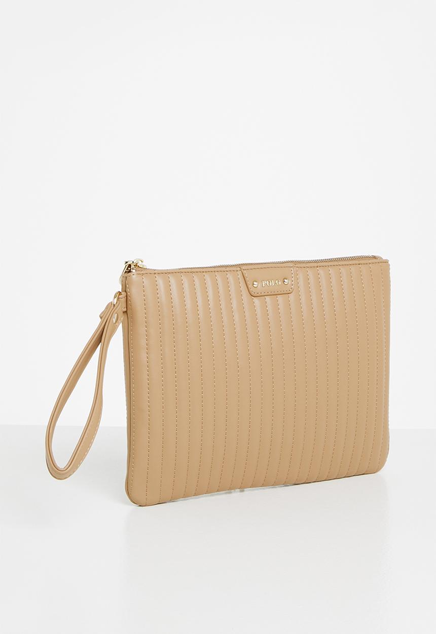 POLO - Quilt wrist clutch bag - latte