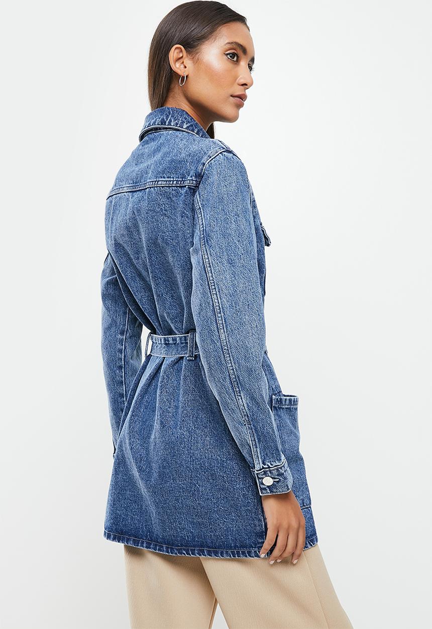 ONLY - Nicoline long belt jacket - medium blue denim