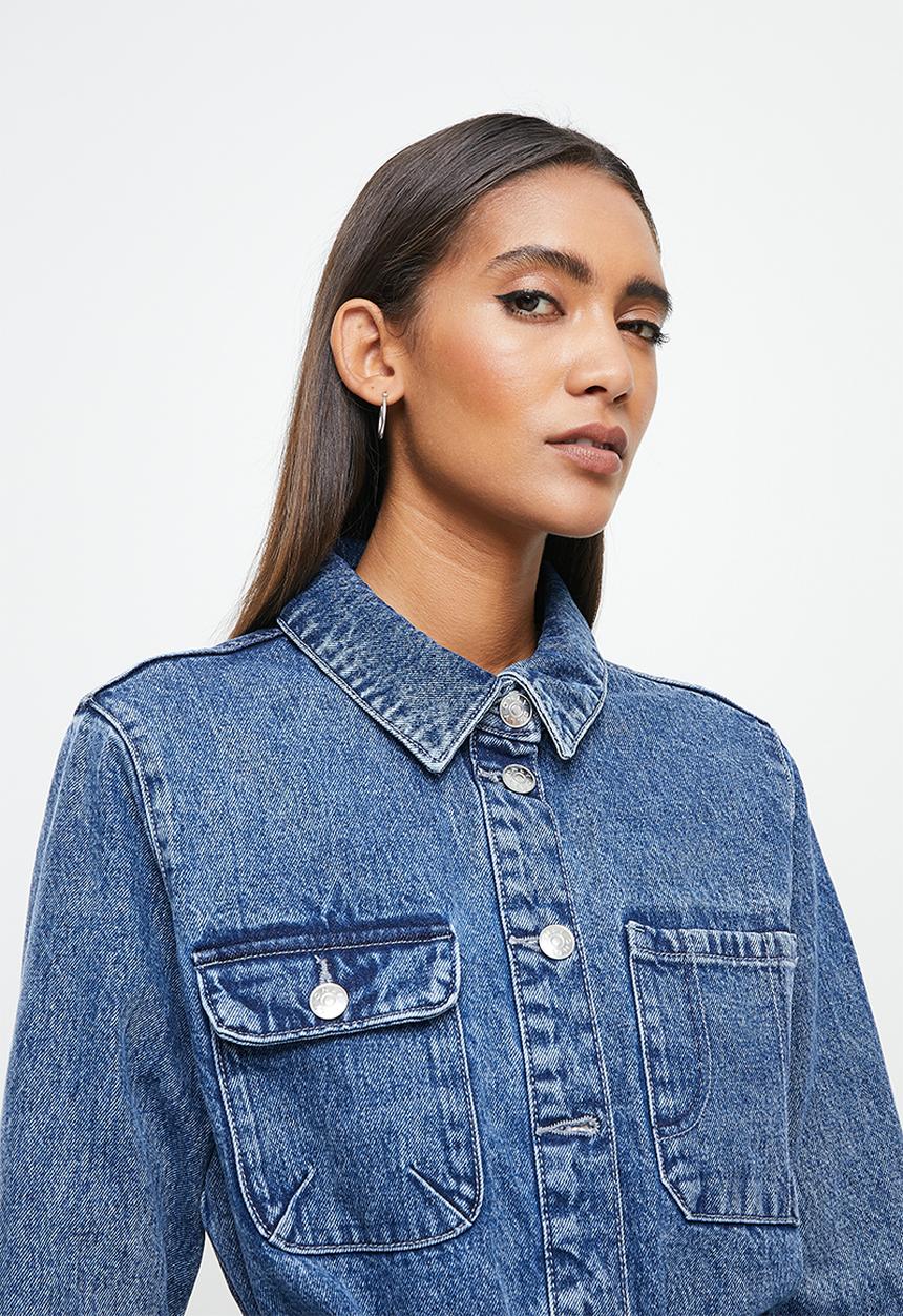 ONLY - Nicoline long belt jacket - medium blue denim
