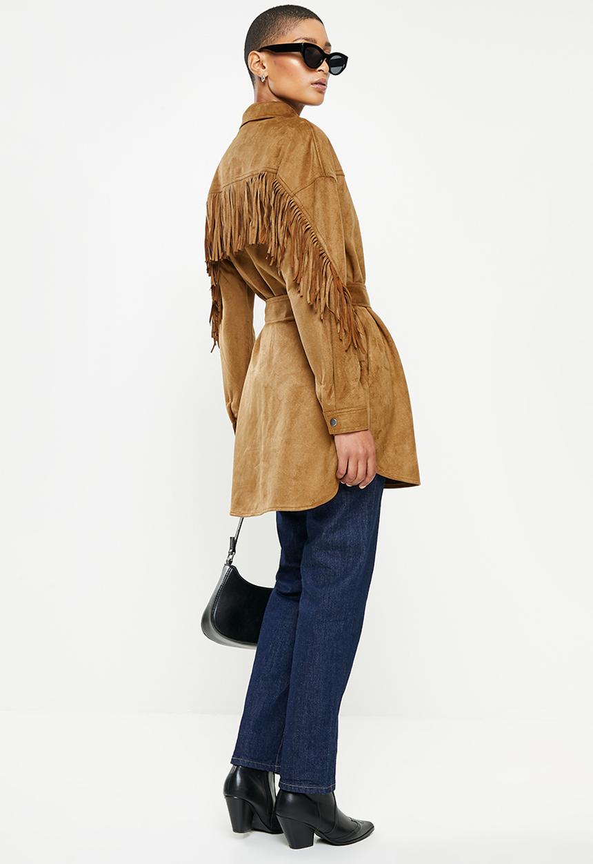 ONLY - Roxanne fringe shacket - toasted coconut