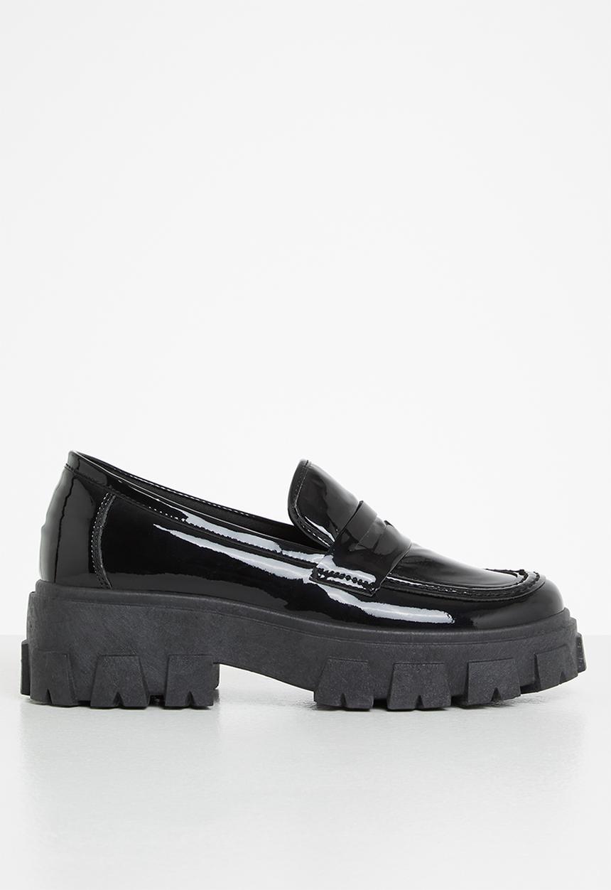 Jada - Chunky patent penny loafer - black