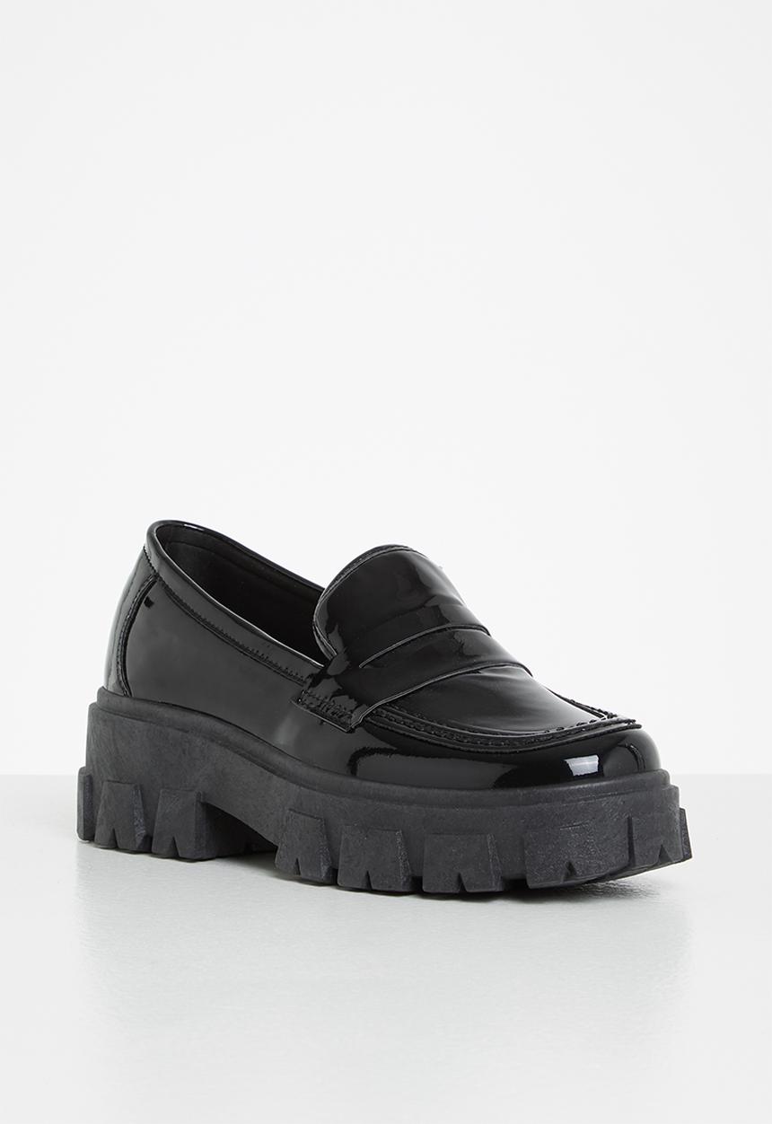 Jada - Chunky patent penny loafer - black