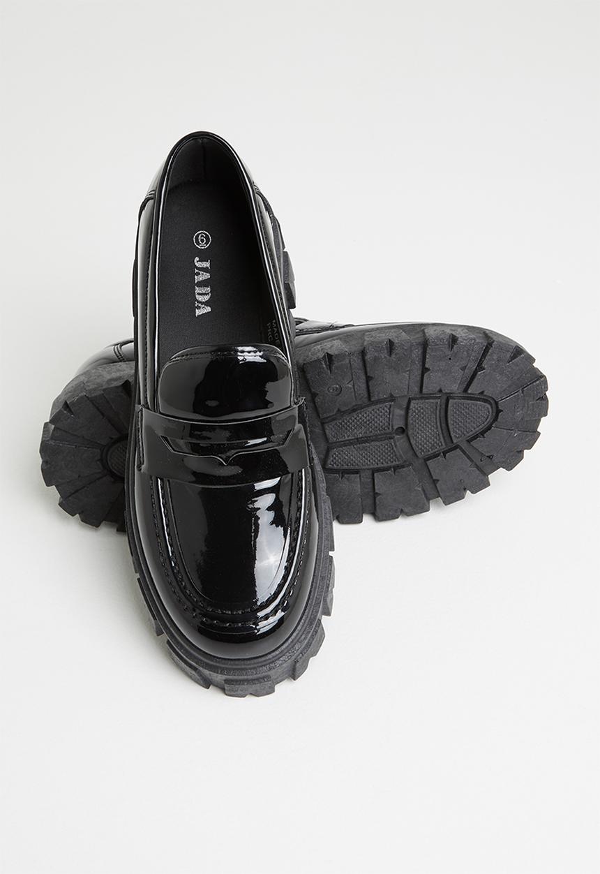Jada - Chunky patent penny loafer - black