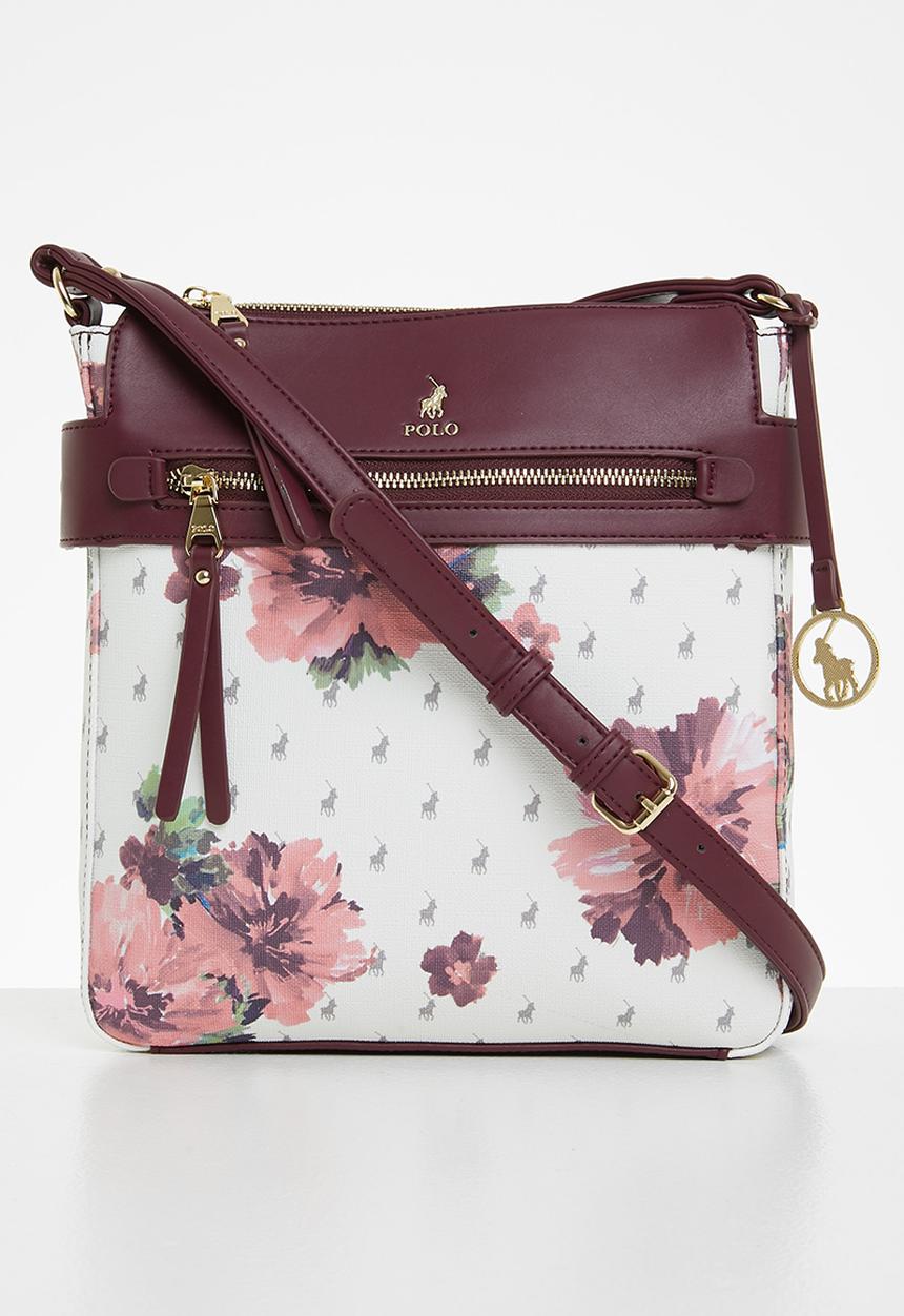 POLO - Floral  crossbody bag - berry