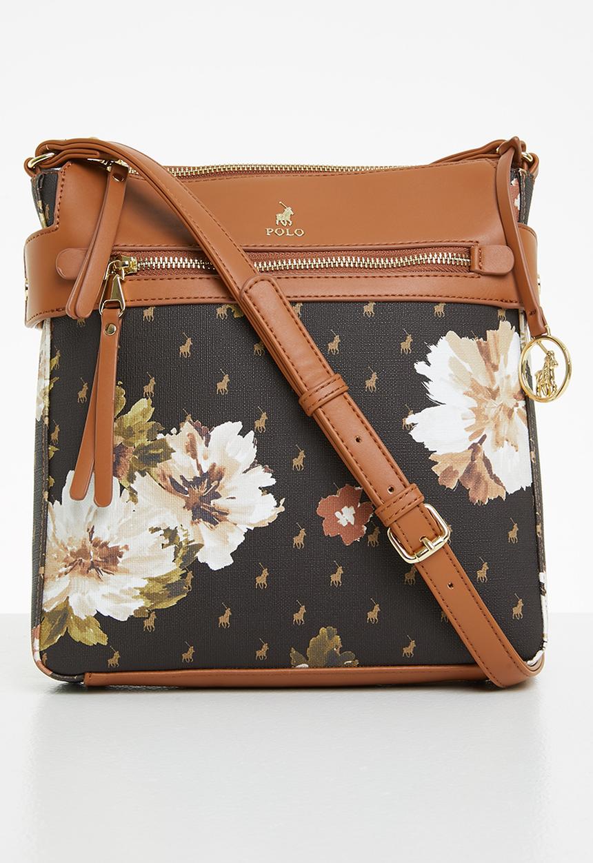 POLO - Floral  crossbody bag - brown