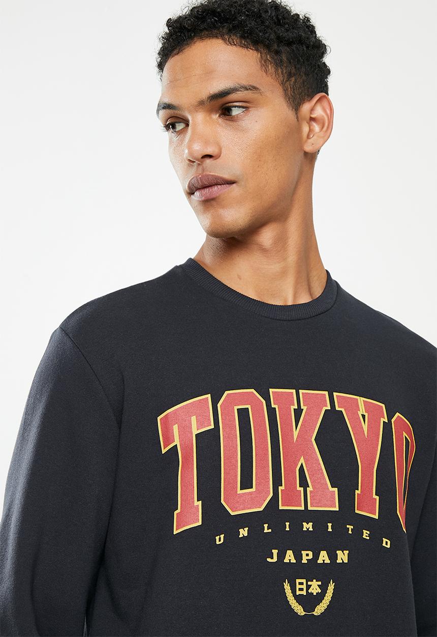 Only & Sons - Onstokyo reg print crew neck - navy