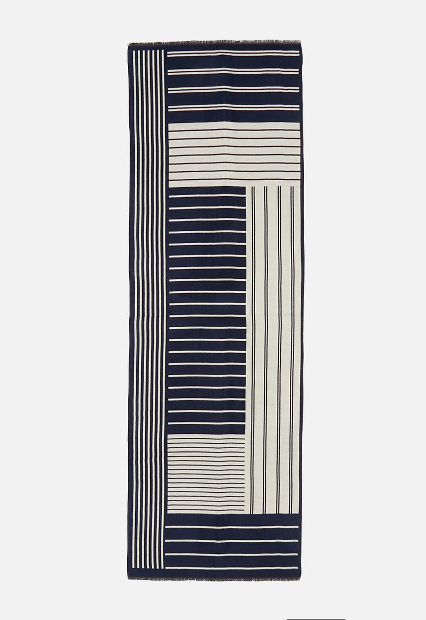 edit - Multi stripe scarf - navy & stone
