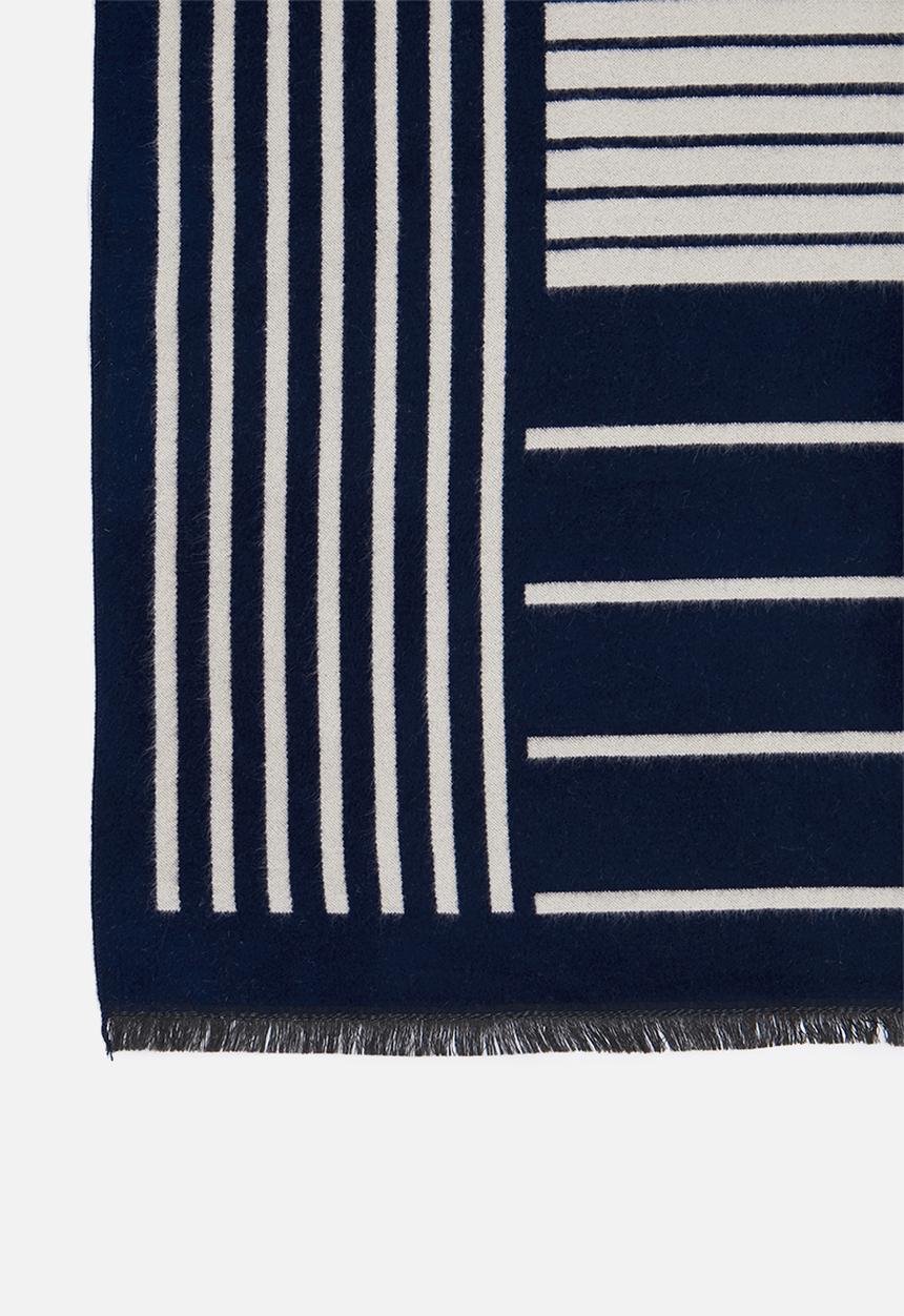 edit - Multi stripe scarf - navy & stone