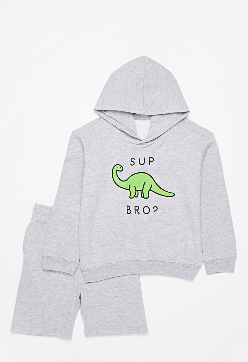 Pop Candy - Graphic hoodie & short set - grey 