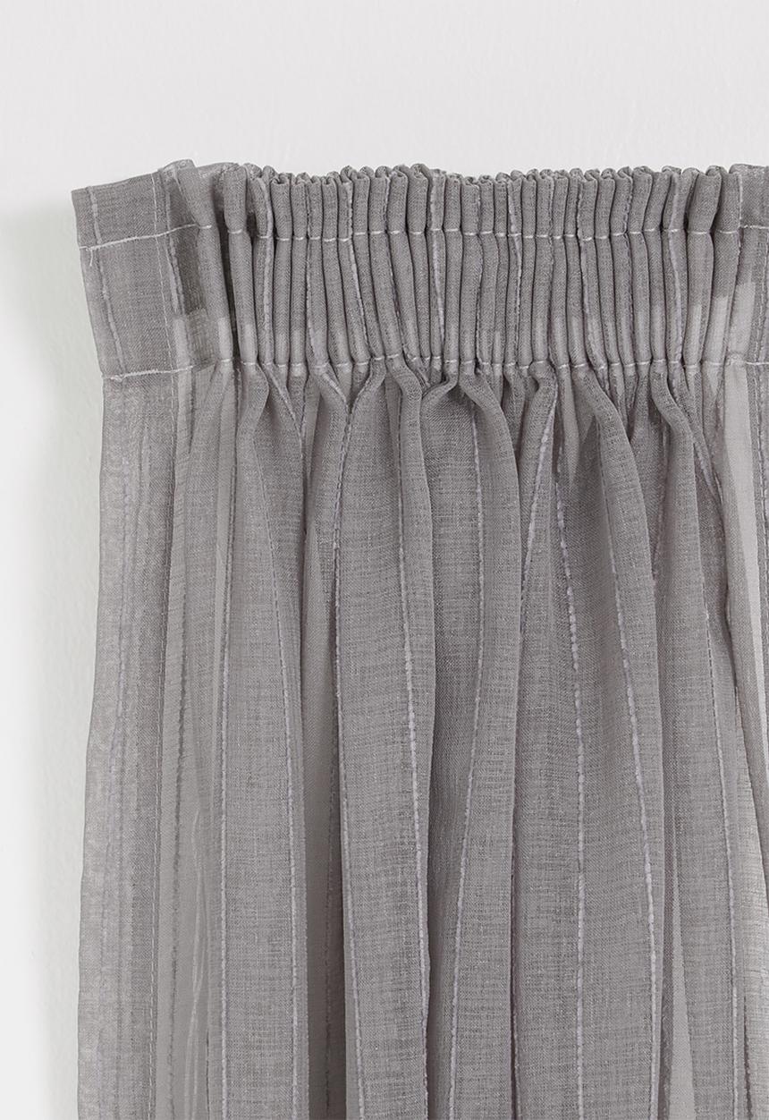 Sixth Floor - Taped striped frosted voile café curtain - grey