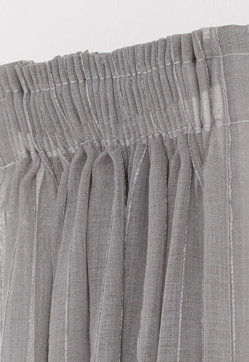 Sixth Floor - Taped striped frosted voile café curtain - grey