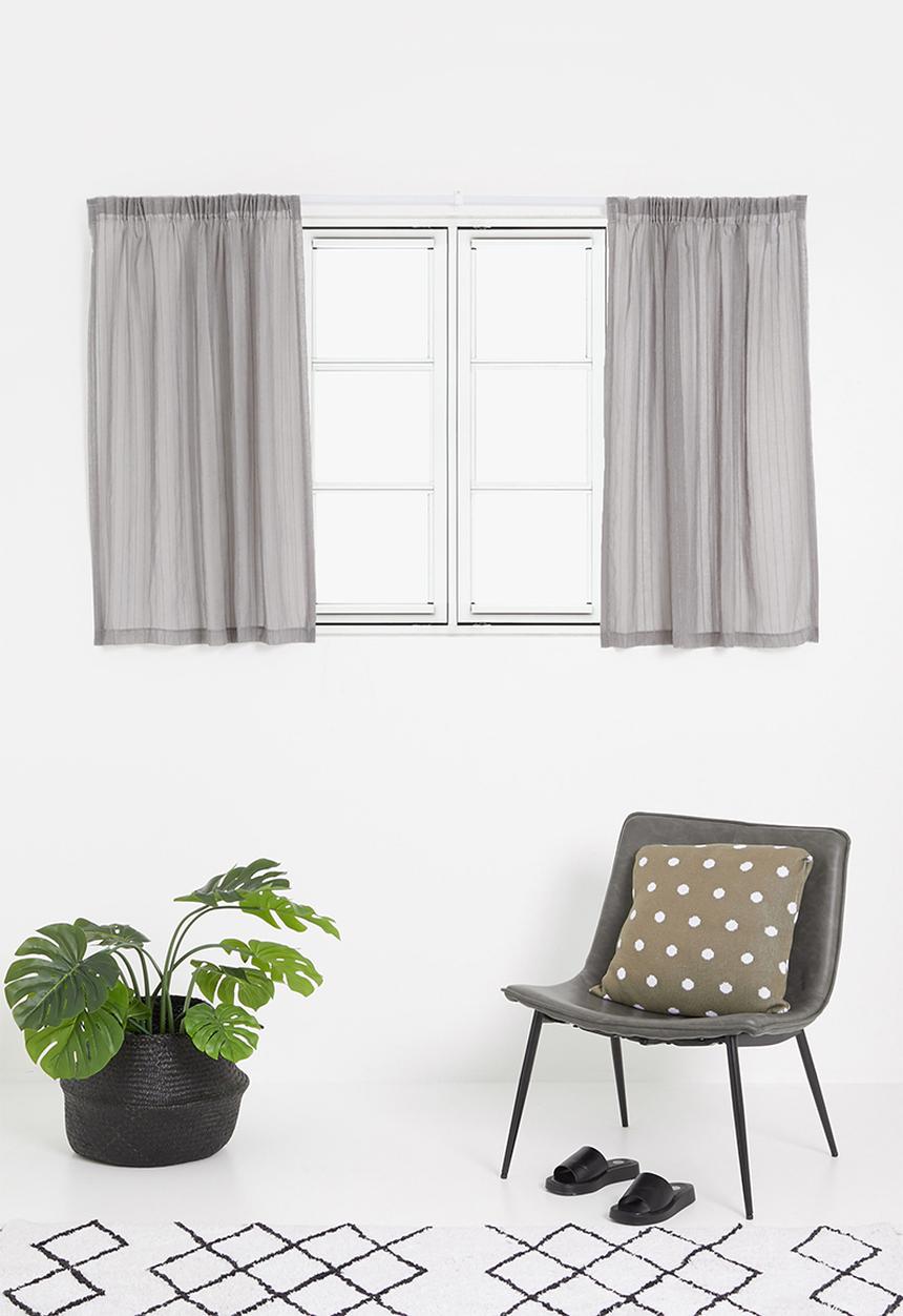 Sixth Floor - Taped striped frosted voile café curtain - grey