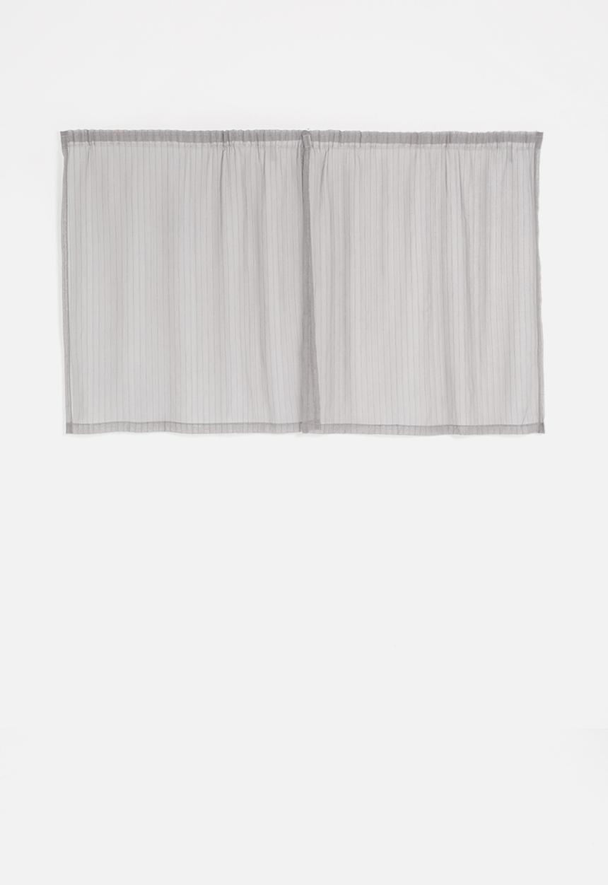 Sixth Floor - Taped striped frosted voile café curtain - grey