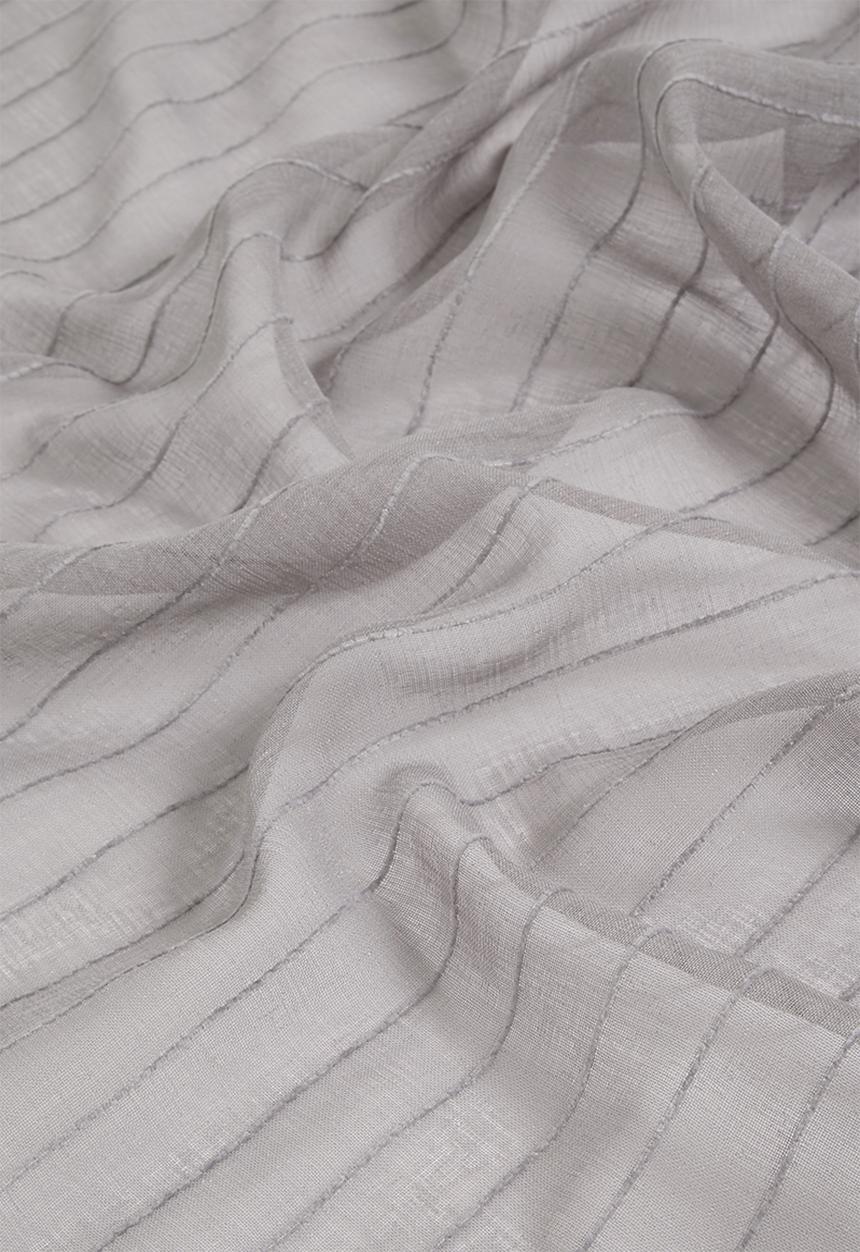 Sixth Floor - Taped striped frosted voile café curtain - grey
