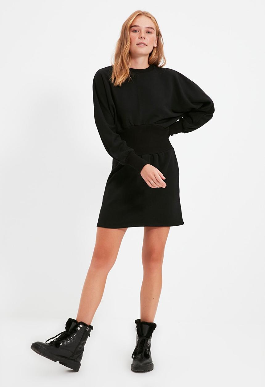 Trendyol - Waist detailed knitted dress - black
