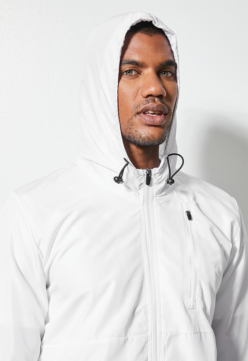 Superbalist - Light shell hooded running jacket - white