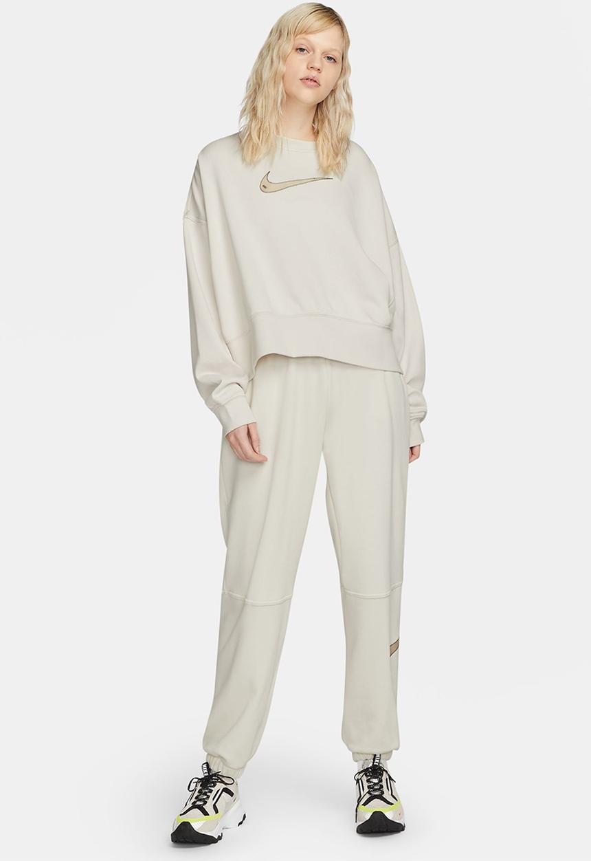 Nike - Nsw swsh flc crew md crp - phantom, black & sanddrift