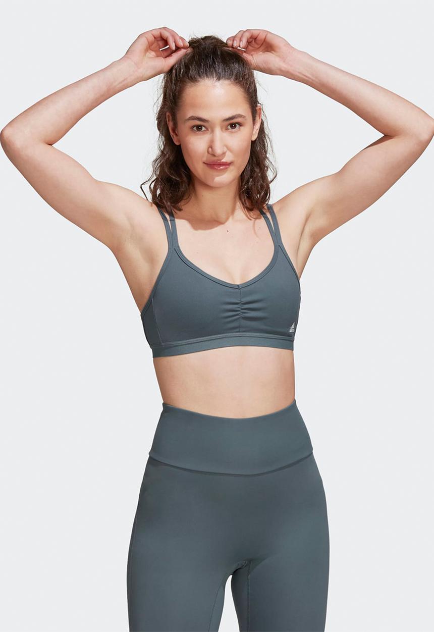 adidas Performance - Stols back straps light support workout bra - blue oxide