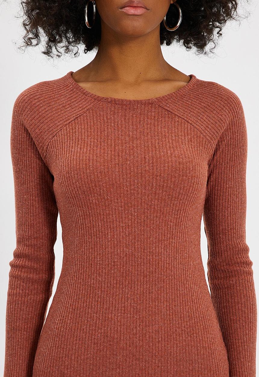 Trendyol - Bodycon knitwear knitted dress - brick