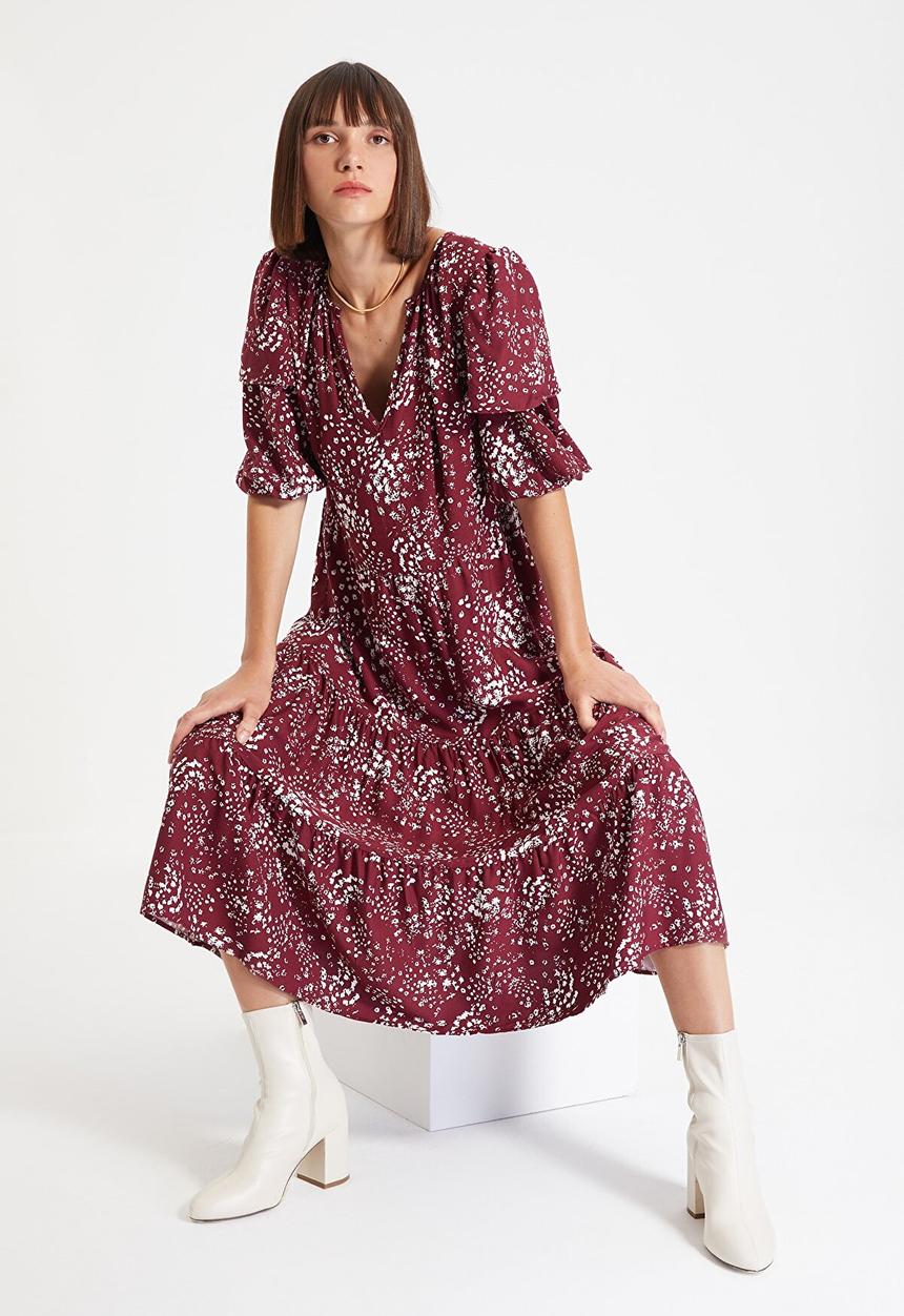 Trendyol - Ruffle v-neck dress  - multi