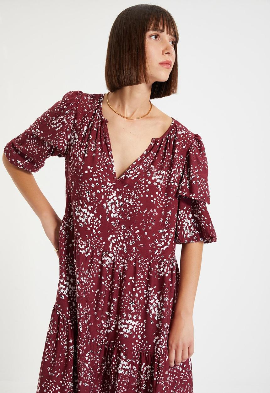 Trendyol - Ruffle v-neck dress  - multi