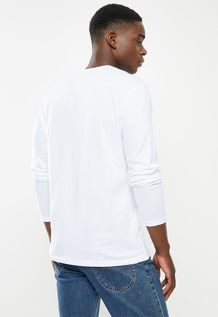 POLO - Men plain long sleeve tee - white
