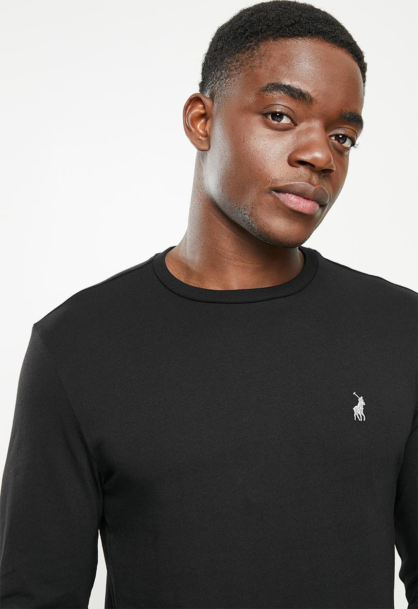 POLO - Men plain long sleeve tee - black