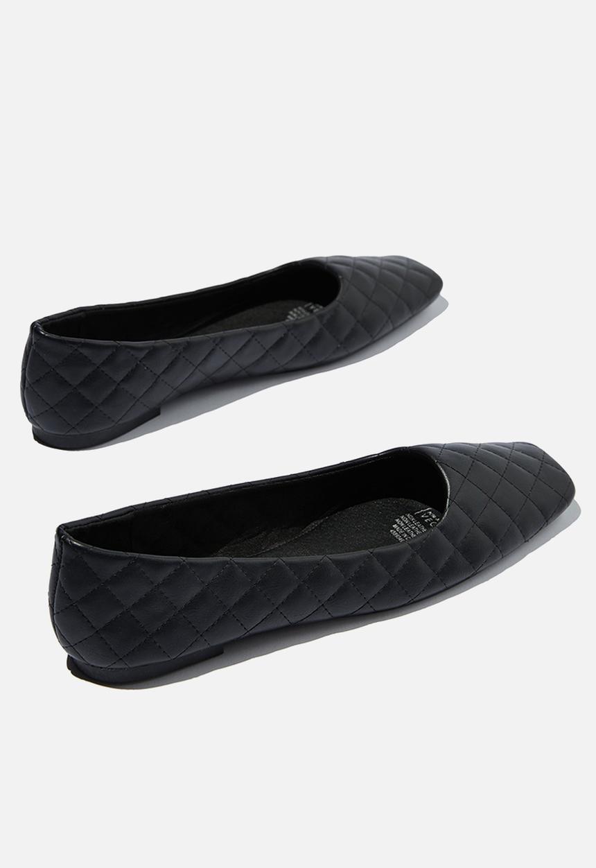 Cotton On - Square toe ballet - black quilted pu