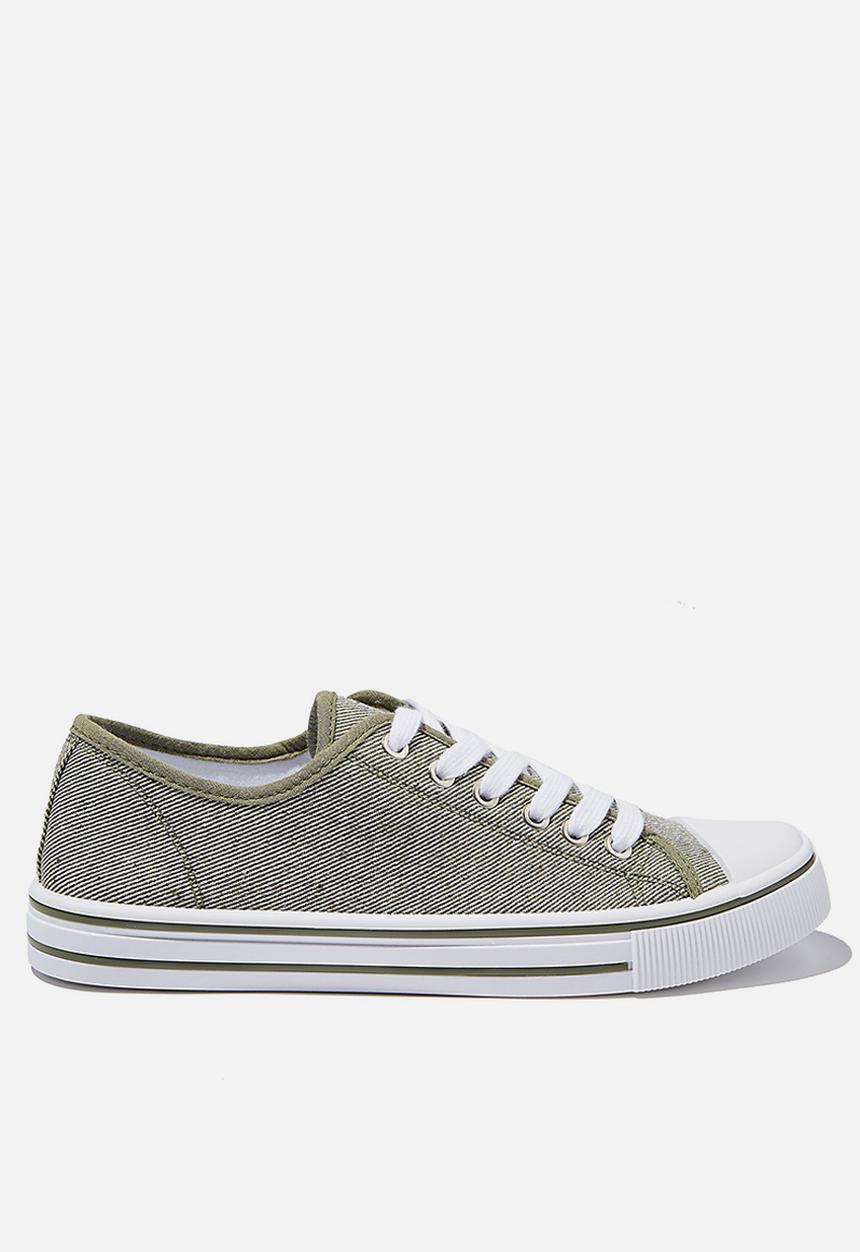 Cotton On - Harlow lace up plimsoll - washed khaki