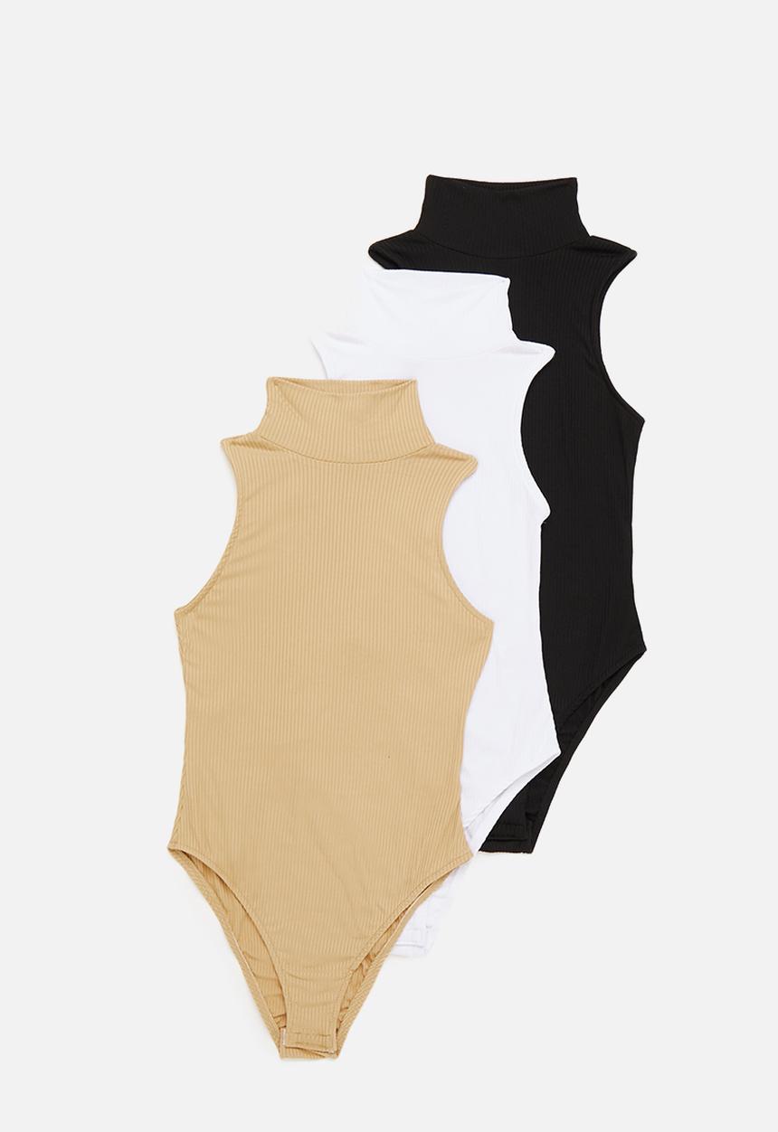 Superbalist - 3 Pack funnel neck sleeveless bodysuit - multi 