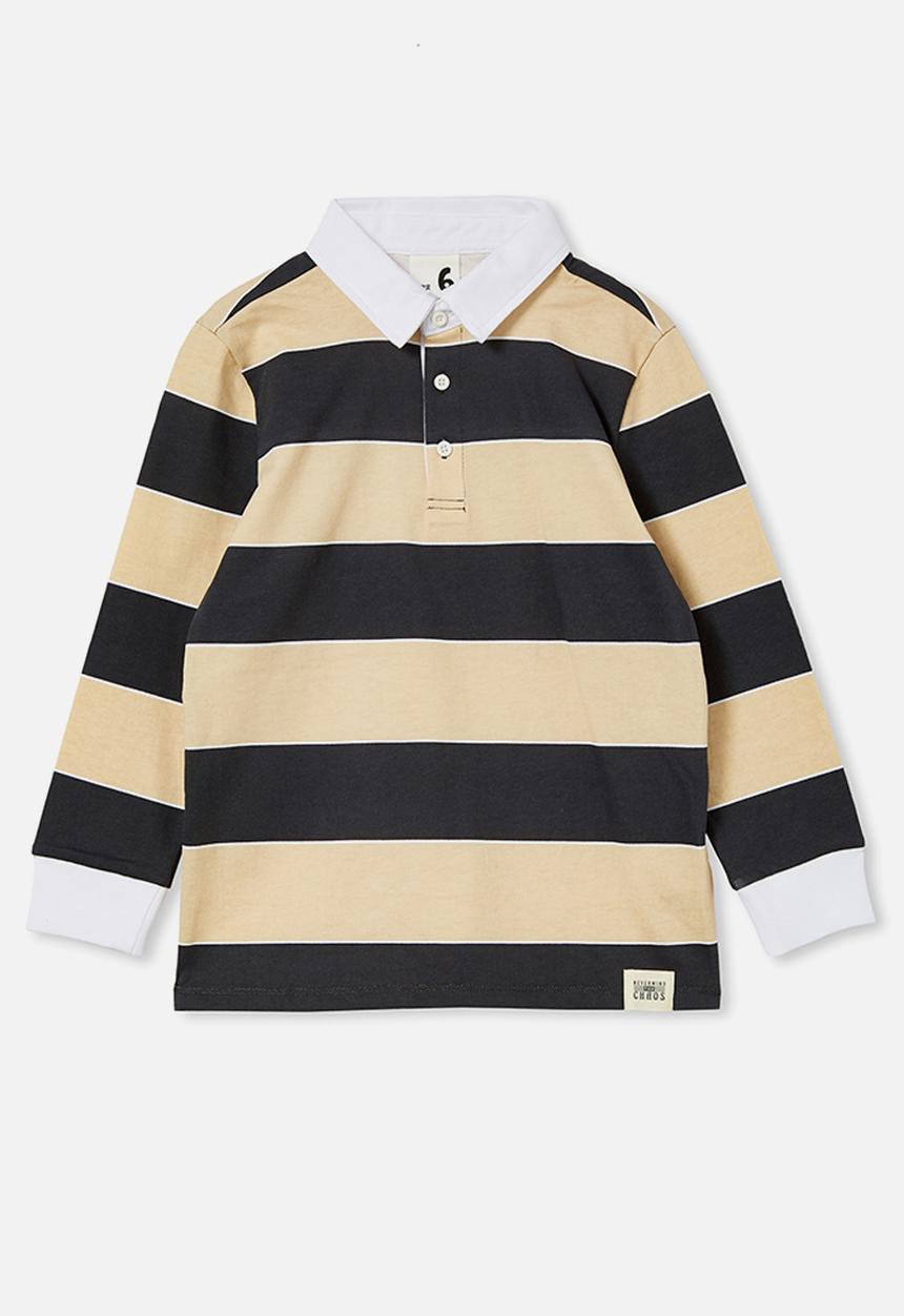 Cotton On - Long sleeve rugby top - semolina & phantom bold stripe