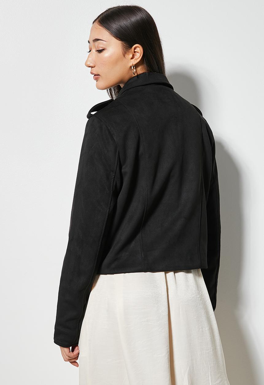 Superbalist - Suedette biker jacket - black