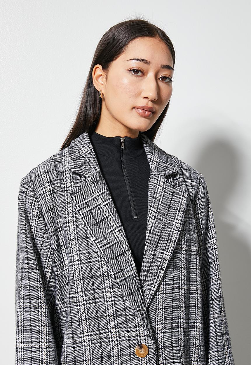 Superbalist - Midi blazer coat - grey check