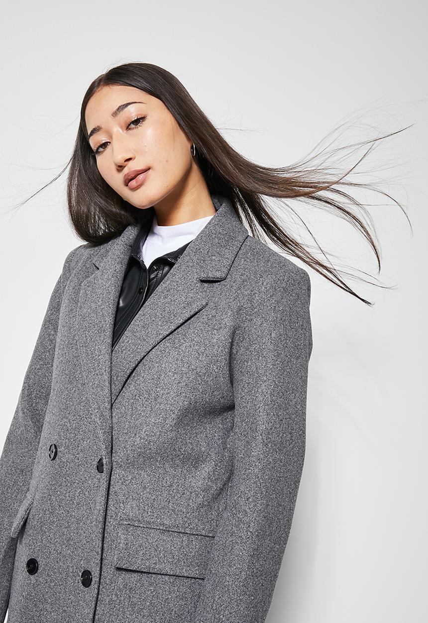 Superbalist - Double breasted coat - charcoal melange