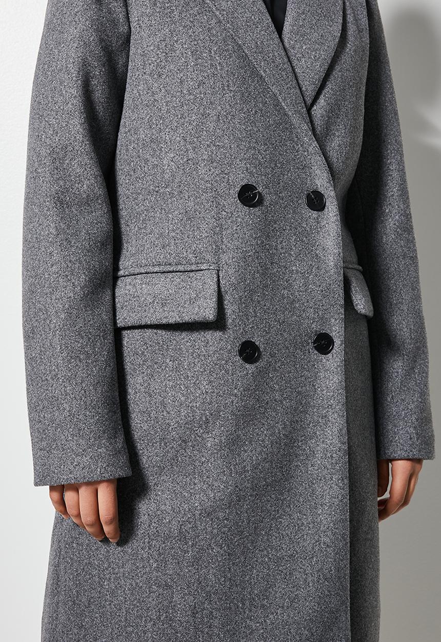 Superbalist - Double breasted coat - charcoal melange