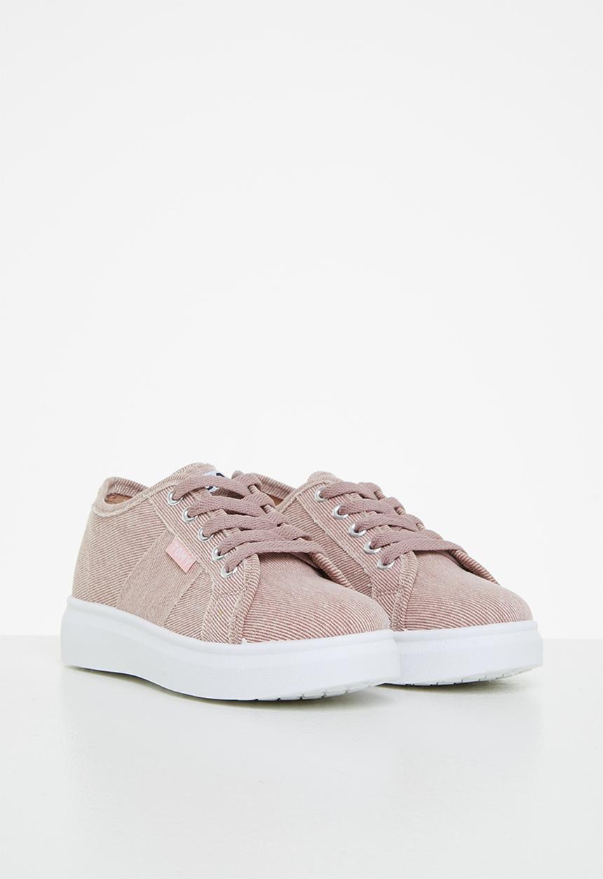 TOMY - Girls washed canvas lace up - dusty pink