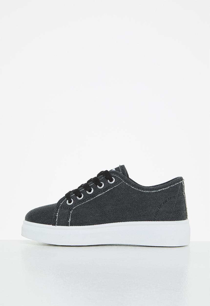 TOMY - Girls washed canvas lace up - black