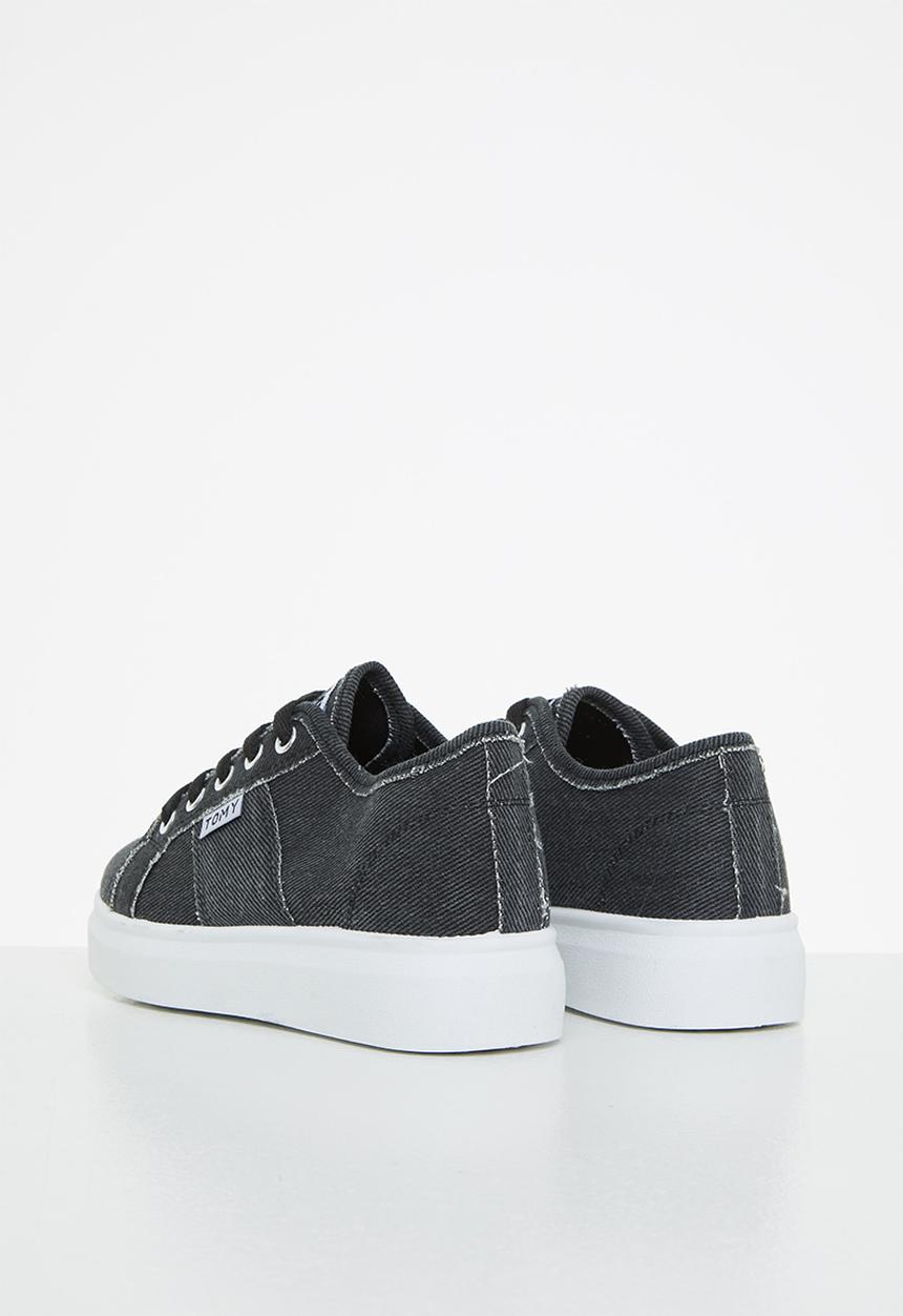 TOMY - Girls washed canvas lace up - black