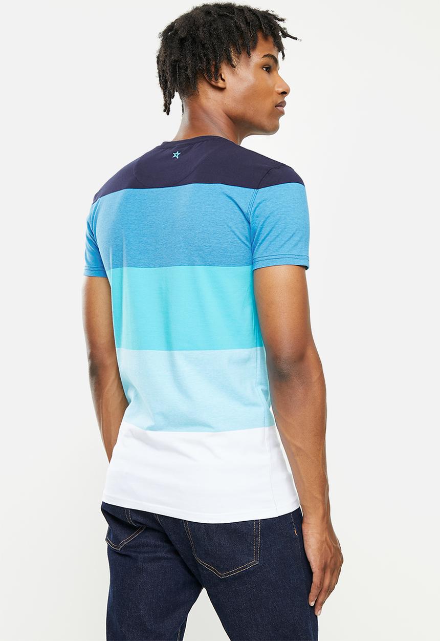 SOVIET - M keanu crew neck y/dye stripe tee - navy